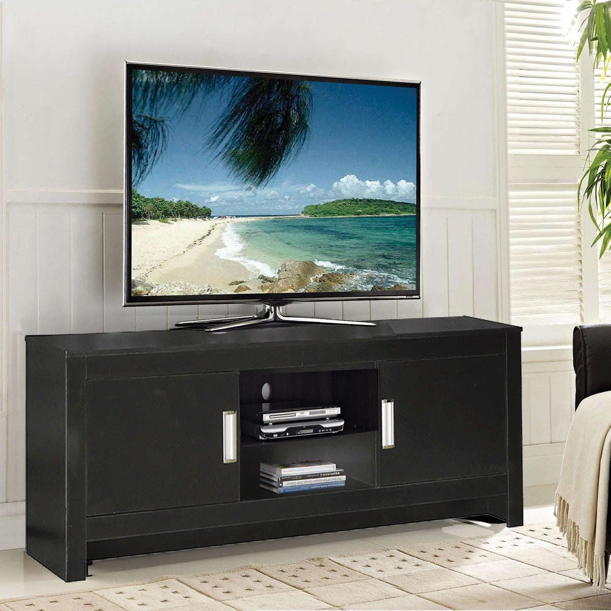 Black Wood TV Stand (H245)