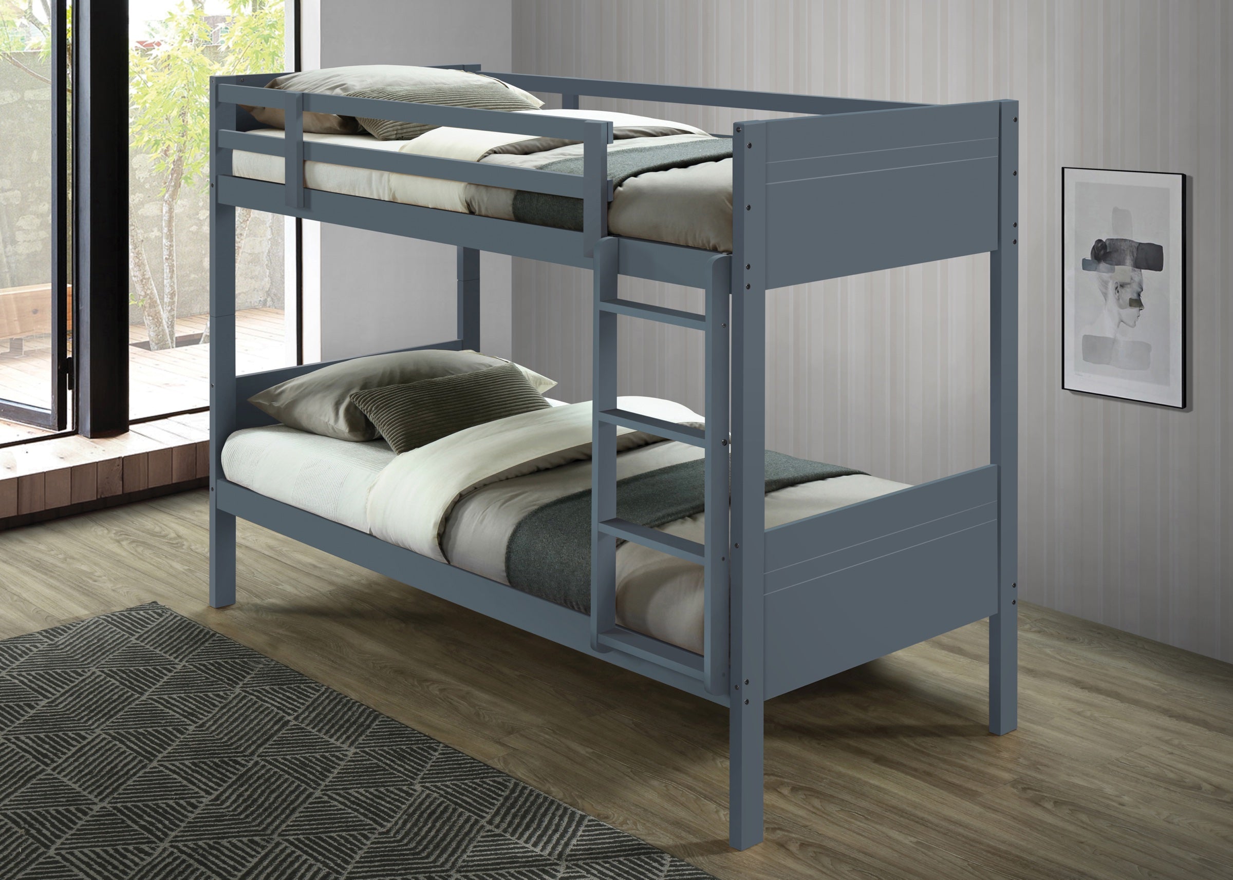 Twin / Twin Wood Bunk Bed (S236)