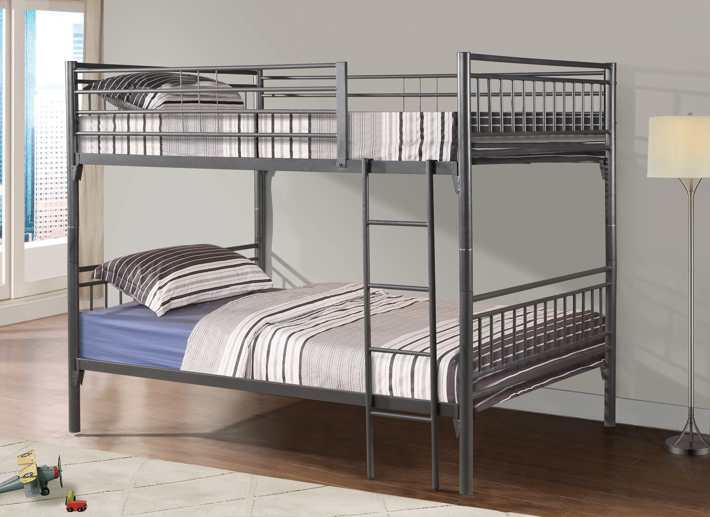Full / Full Grey Metal Bunk Bed (S460)