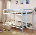 Twin / Twin White Metal Bunk Bed (S484)