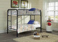 Twin / Twin Black Metal Bunk Bed (S485)