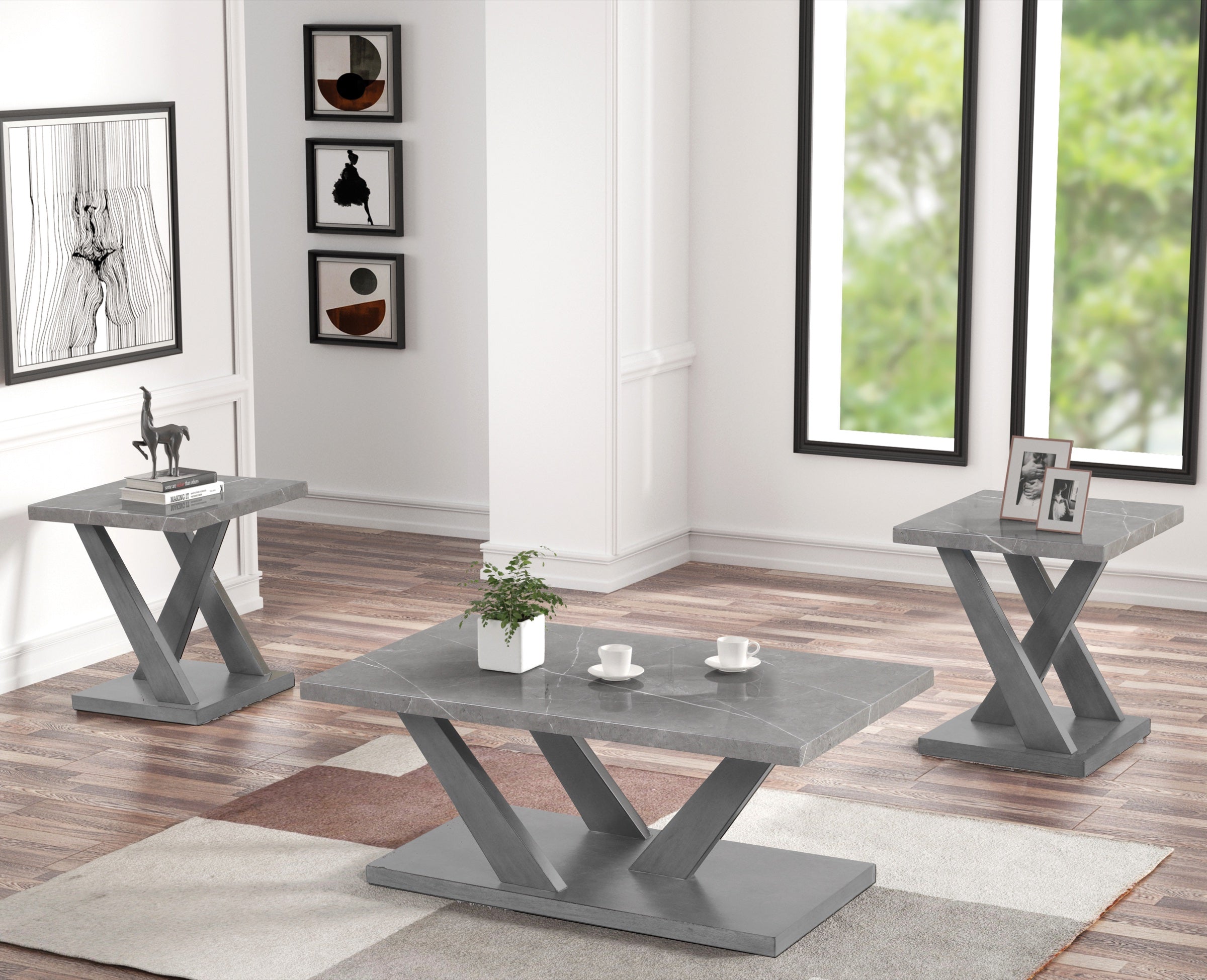 Cocktail & 2 End Tables (T146)