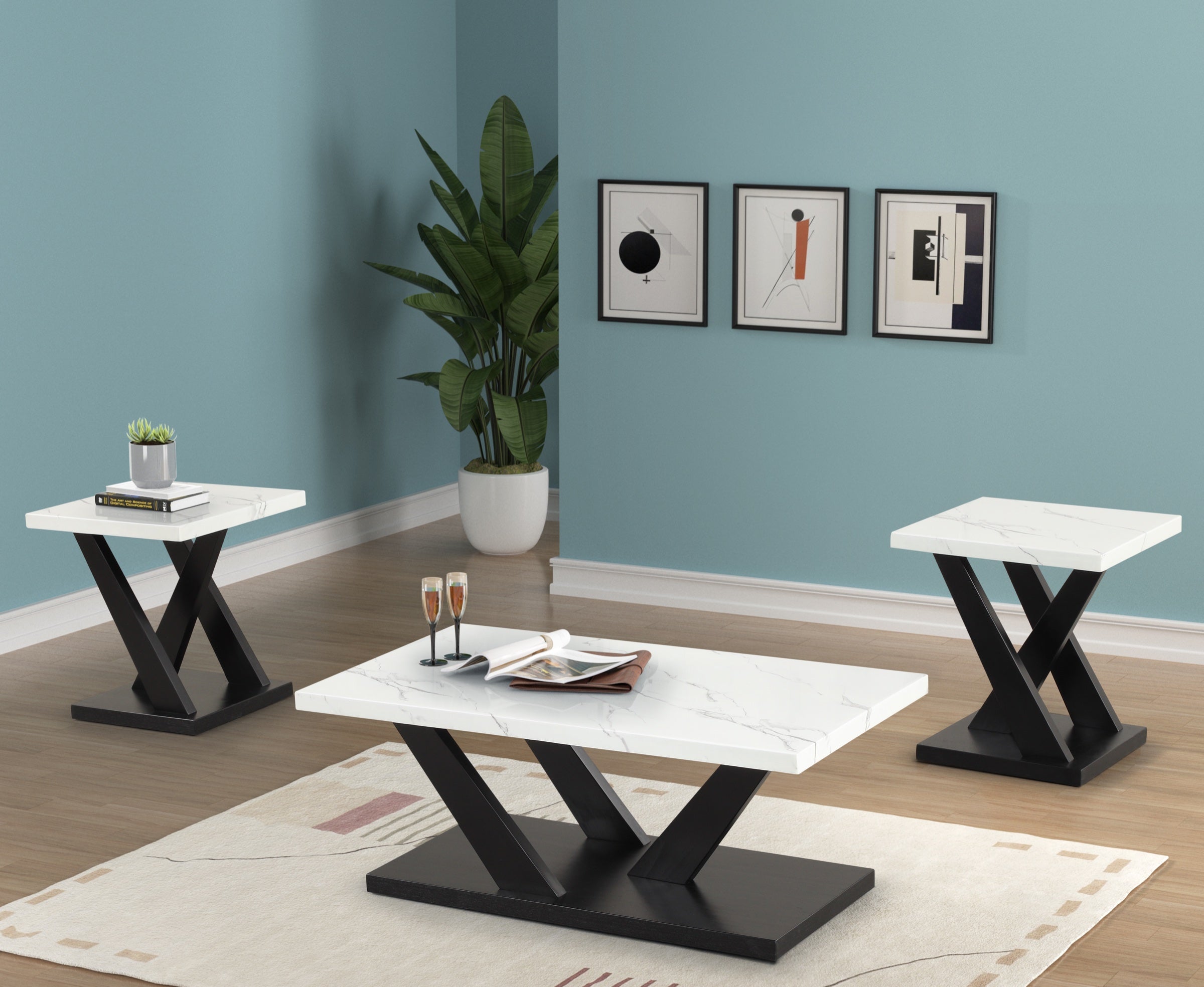 Cocktail & 2 End Tables (T147)