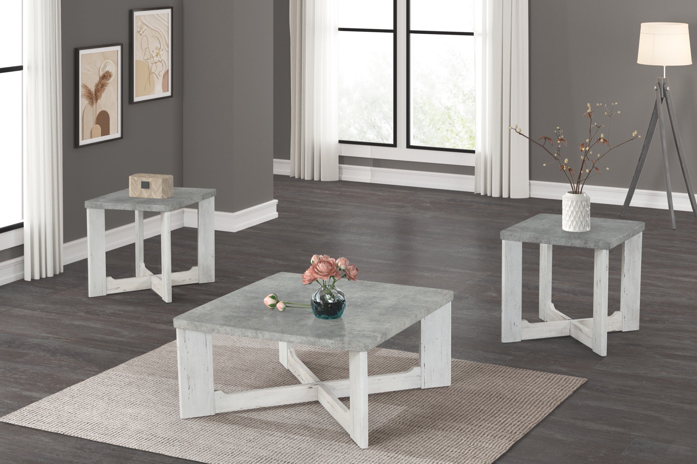 Cocktail & 2 End Tables (T174)