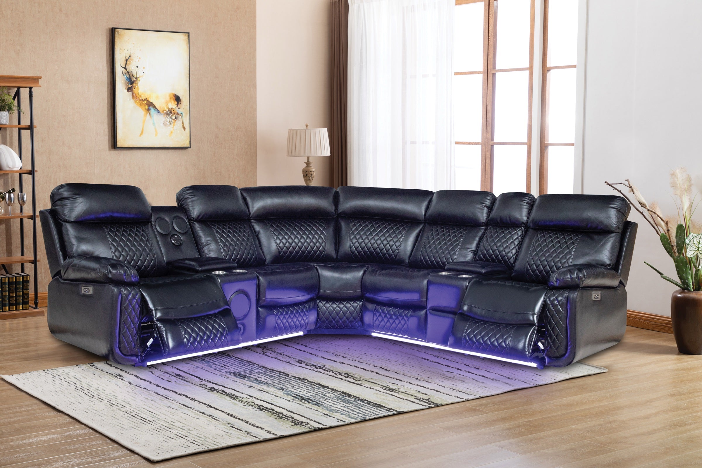 LED & Bluetooth Power Sectional w/ USB (U35)