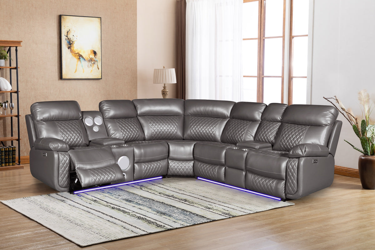 LED & Bluetooth Power Sectional w/ USB (U36)